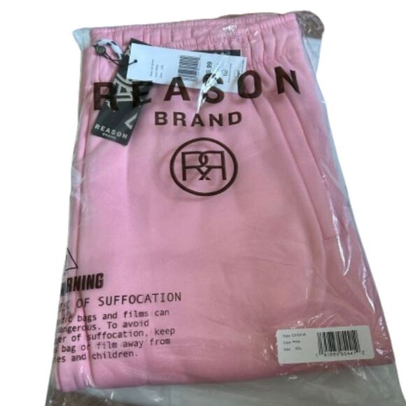 New Men's Unisex Reason Brand Classic Fleece Sweatpants Joggers size XXL PinkE27 - Picture 5 of 7